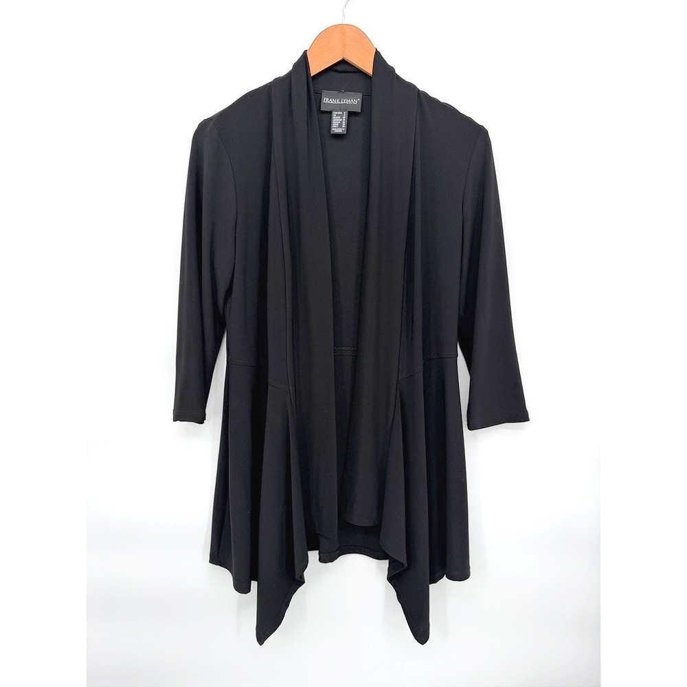 Frank Lyman Cardigan Open Front Sharkbite Drape Professional Neutral Layering 6